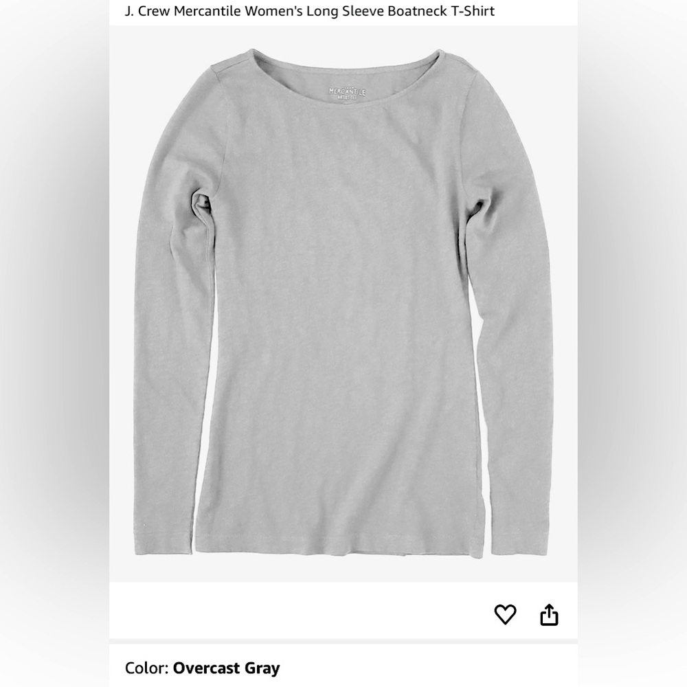 J. Crew Mercantile Artist Long Sleeve Boatneck T-Shirt Overcast Grey Size Small